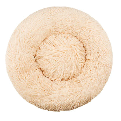 Round Fluffy Plush Dog Bed