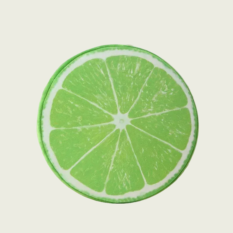 Round Slice of Lime Printed Fruit Cushion