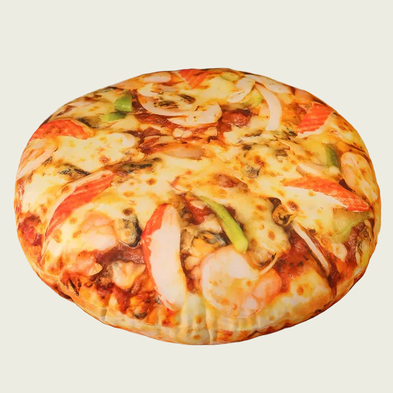 Chicken and Shrimp Alfredo Pizza Plush Cushion