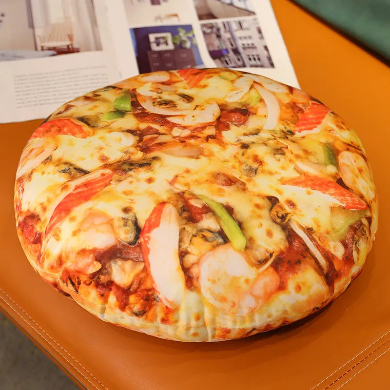 Chicken and Shrimp Alfredo Pizza Plush Cushion