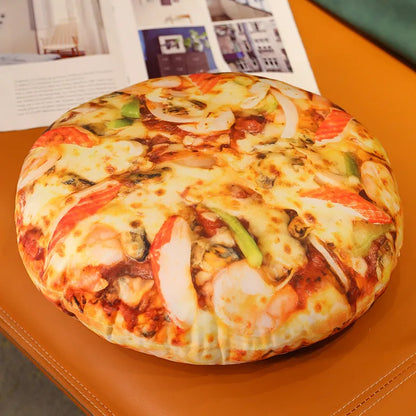 Chicken and Shrimp Alfredo Pizza Plush Cushion