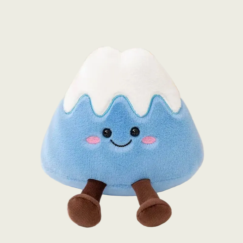 Plush toy shaped like a blue cloud with a smiling face on a light background
