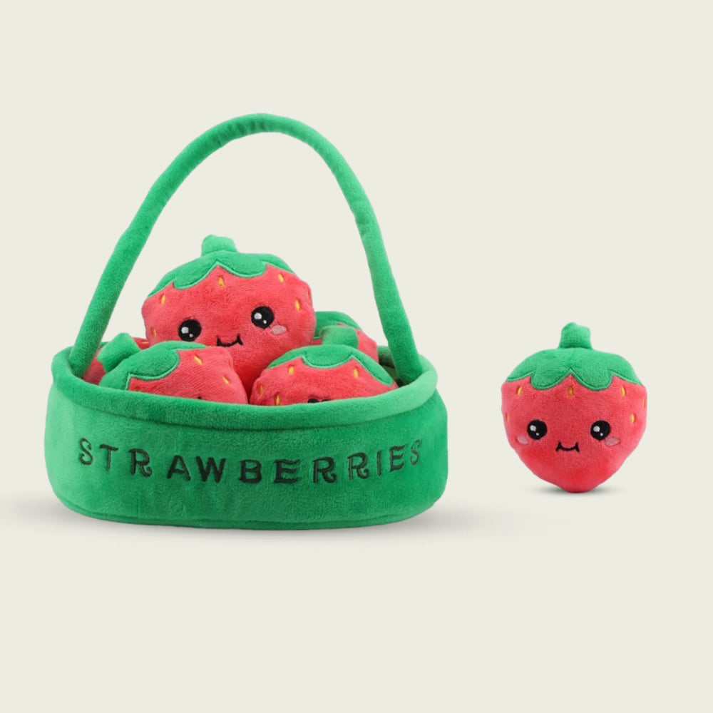 Basket of Strawberry Plushies