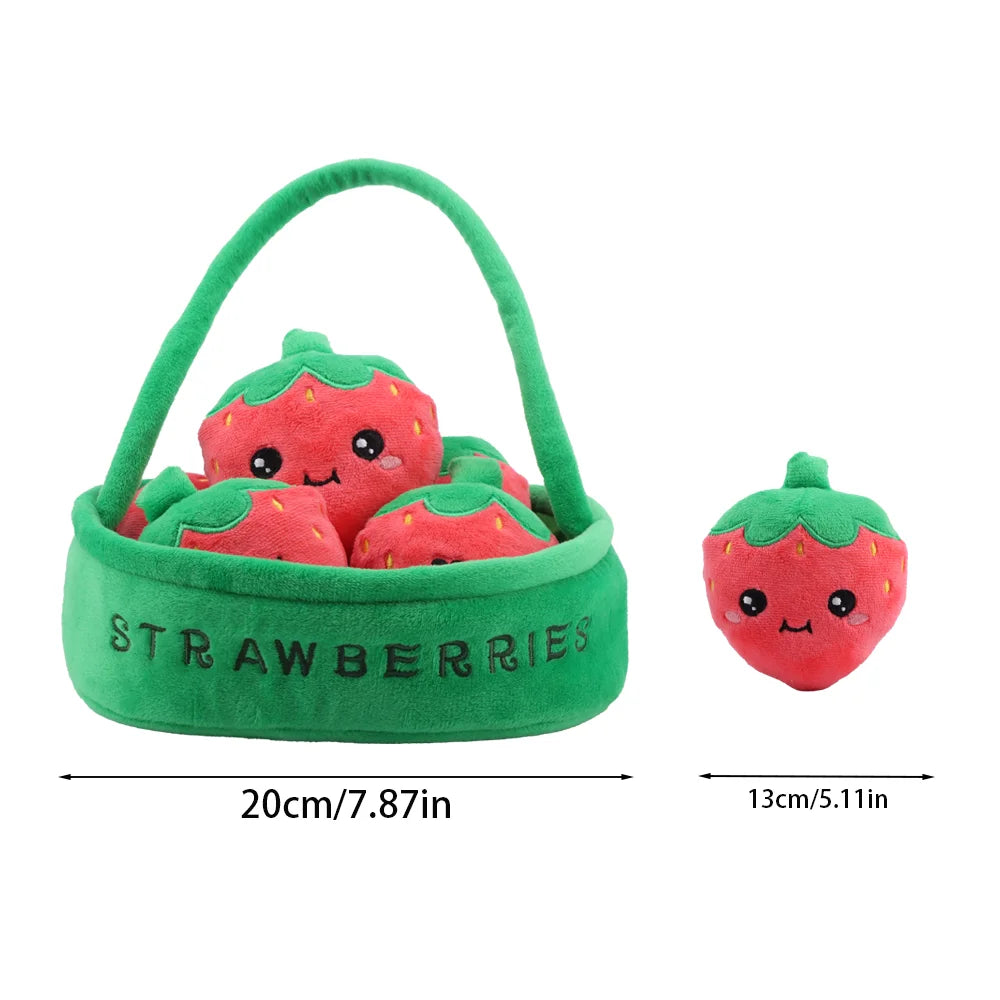 Basket of Strawberry Plushies