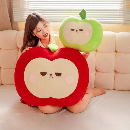 Unamused Green Apple Plushie Pillow