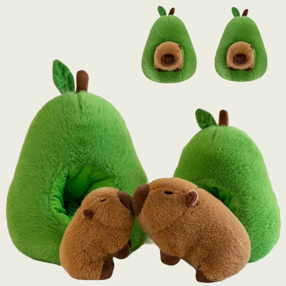Plush Avocado with Removable Capybara-Pit