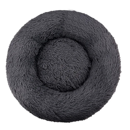 Round Fluffy Plush Dog Bed