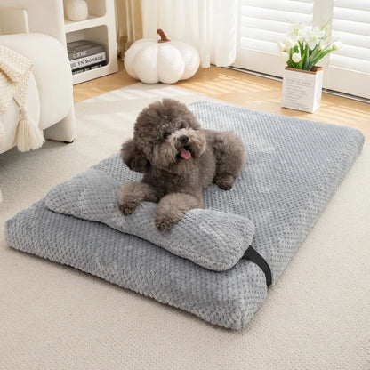 Plush Dog Mattress Pad with Bone Pillow
