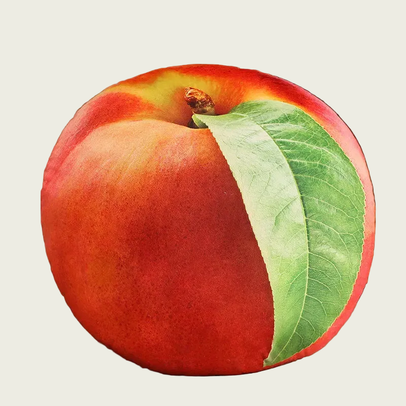 Nectarine Printed Fruit Plush Cushion