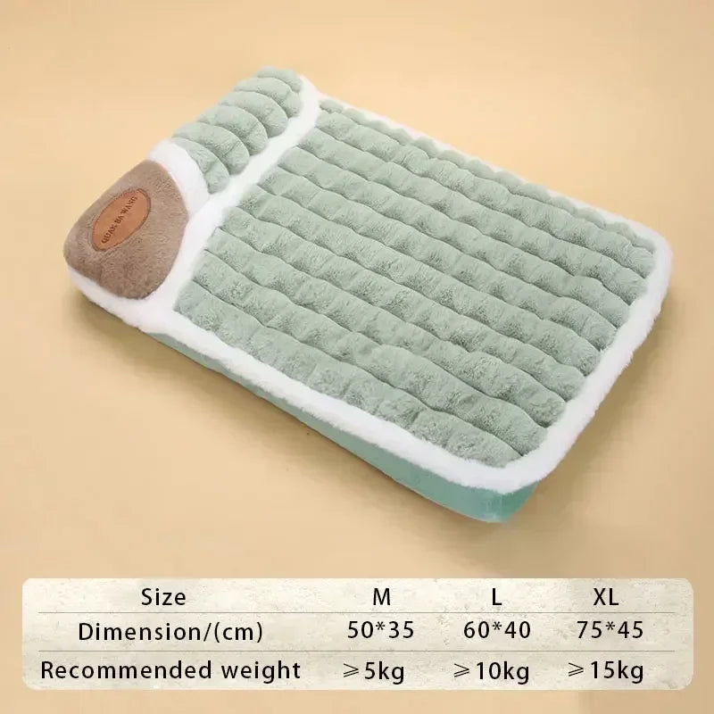 Pet Plush Mattress with Built-In Pillow