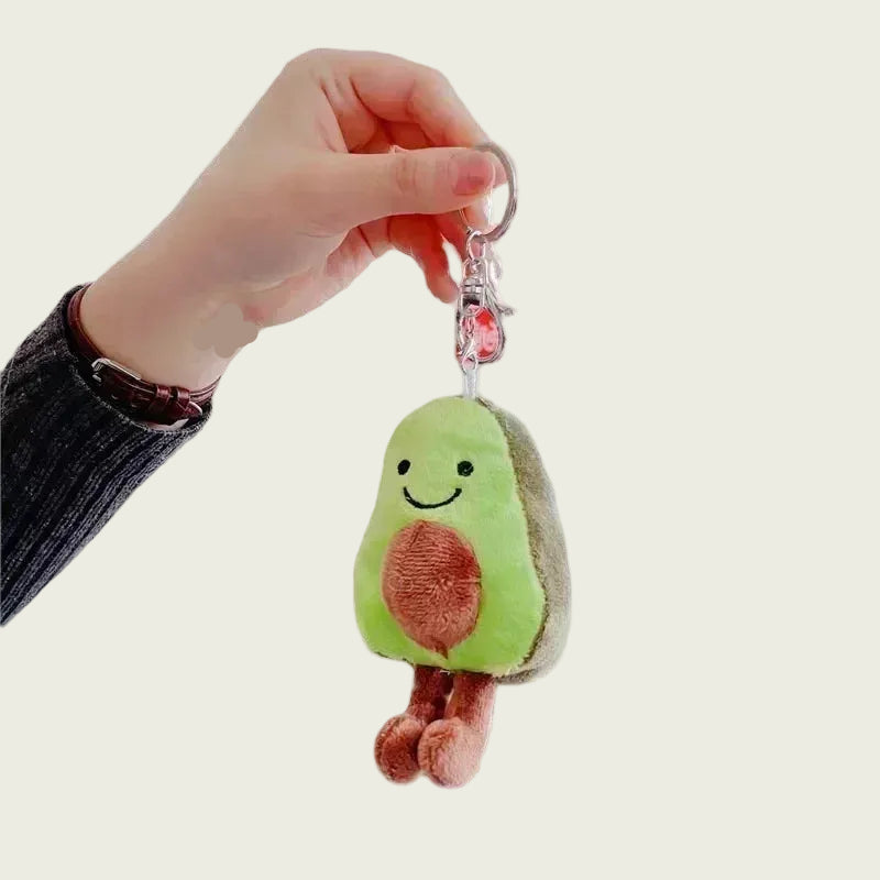Mini Avocado Cartoon Plushie Keychain