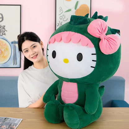 Kitty Cat with Green Dinosaur Costume Plushie Stuffed Animal