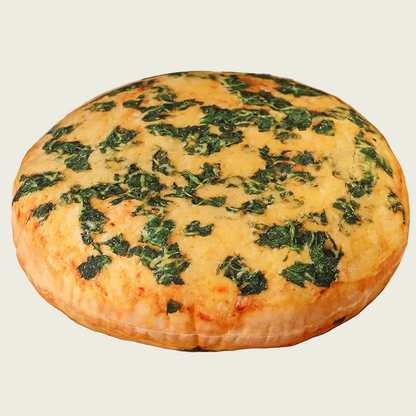 White Spinach Pizza Plush Cushion