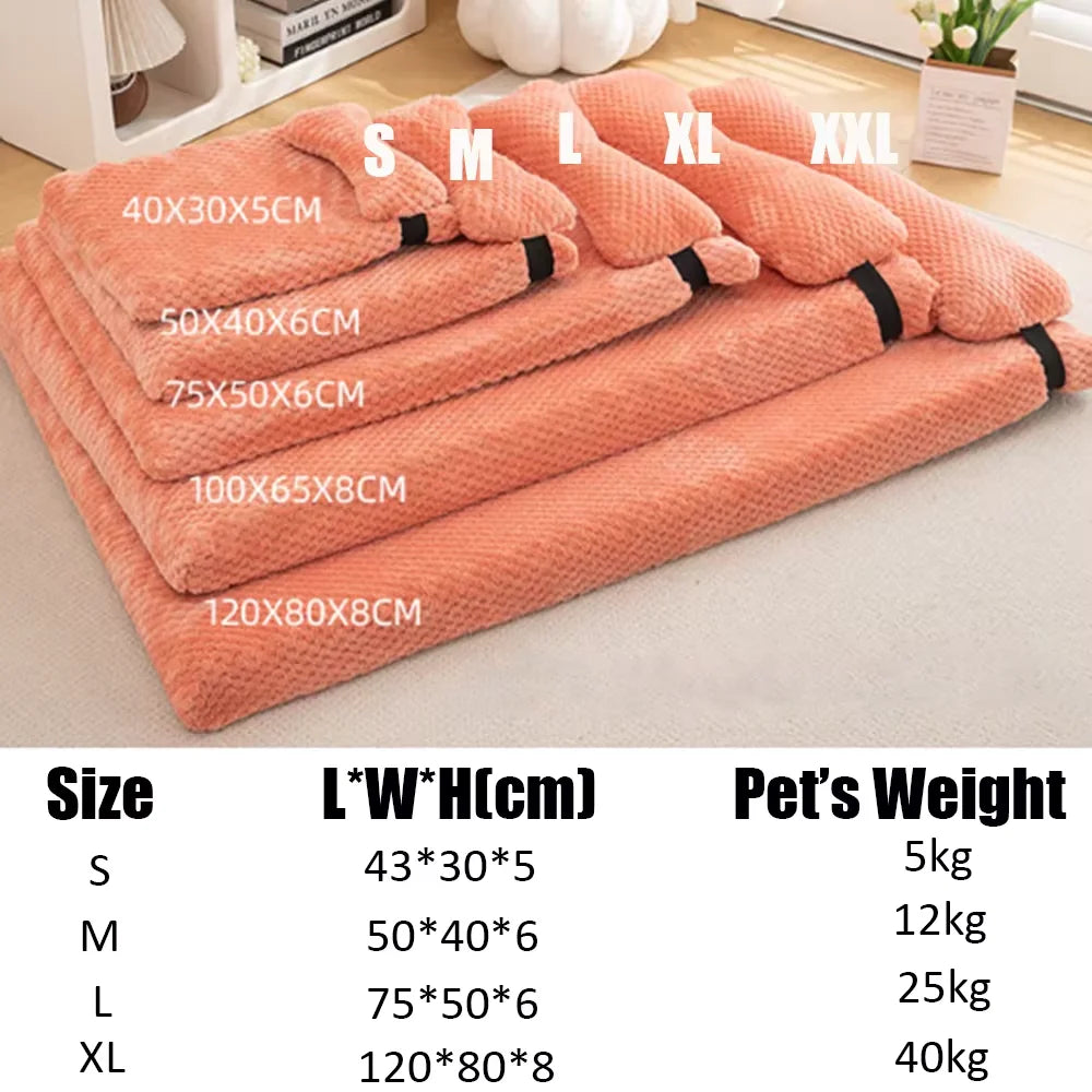 Plush Dog Mattress Pad with Bone Pillow