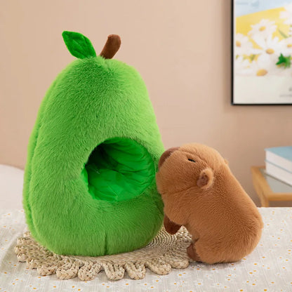 Plush Avocado with Removable Capybara-Pit