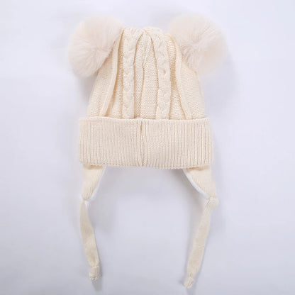 Pompom Ears Plush Winter Hat