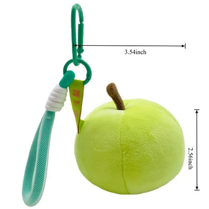 Red Apple Plush Keychain with Carabiner & Wristlet