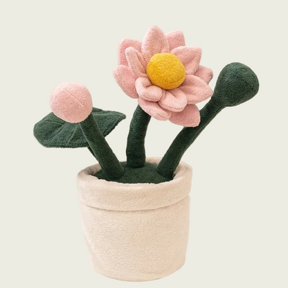 Pink Lotus Plush Plant in Pot
