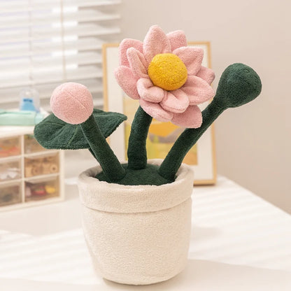 Pink Lotus Plush Plant in Pot