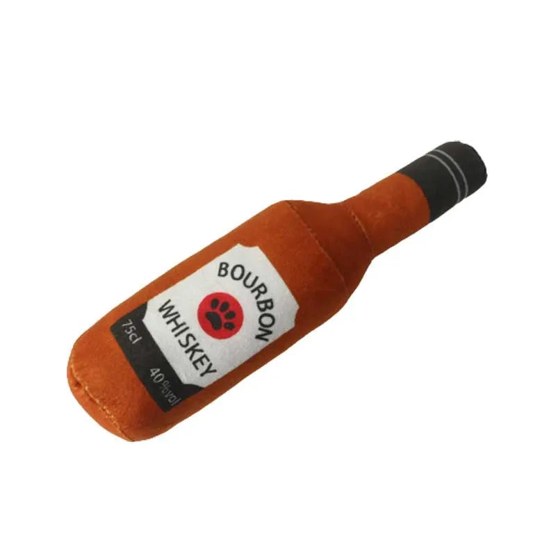 Bourbon Whiskey Dog Plushie Squeaker Toy