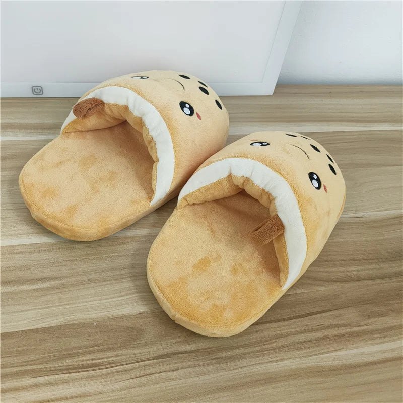 Brown Sugar Boba Bubble Tea Plushie Slippers