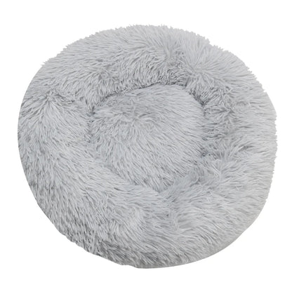 Round Fluffy Plush Dog Bed