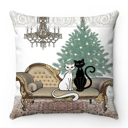 2 Elegant Cats Plush Pillow Case