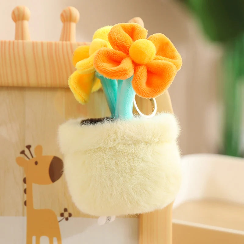 Multi-Color Potted Plush Plant Keychain