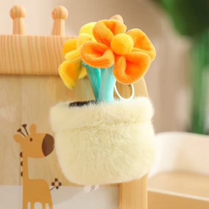 Multi-Color Potted Plush Plant Keychain