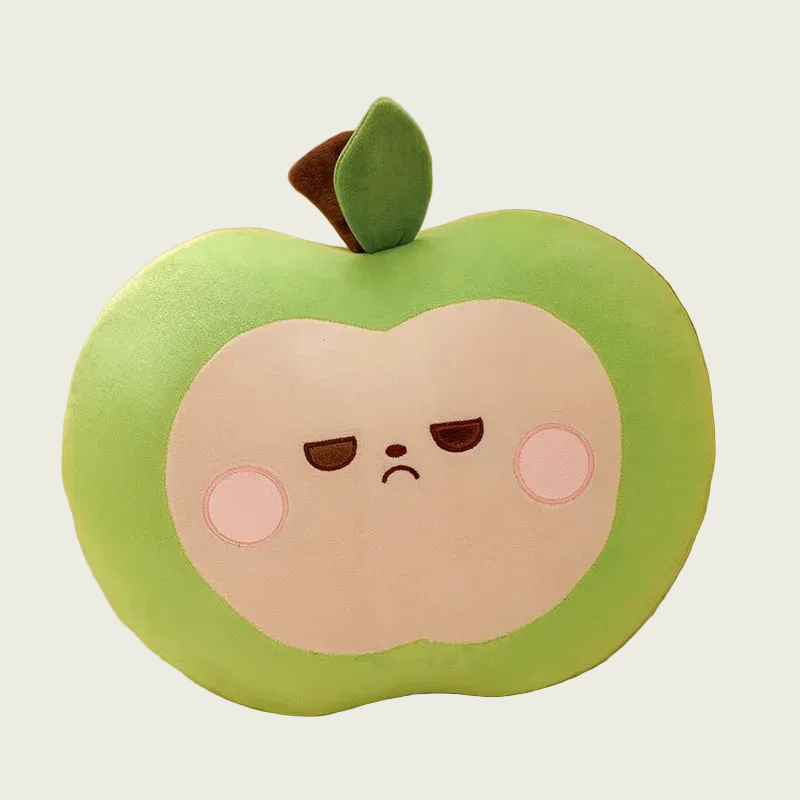 Unamused Green Apple Plushie Pillow