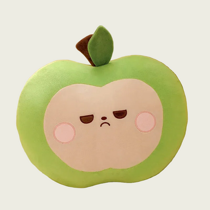 Unamused Green Apple Plushie Pillow