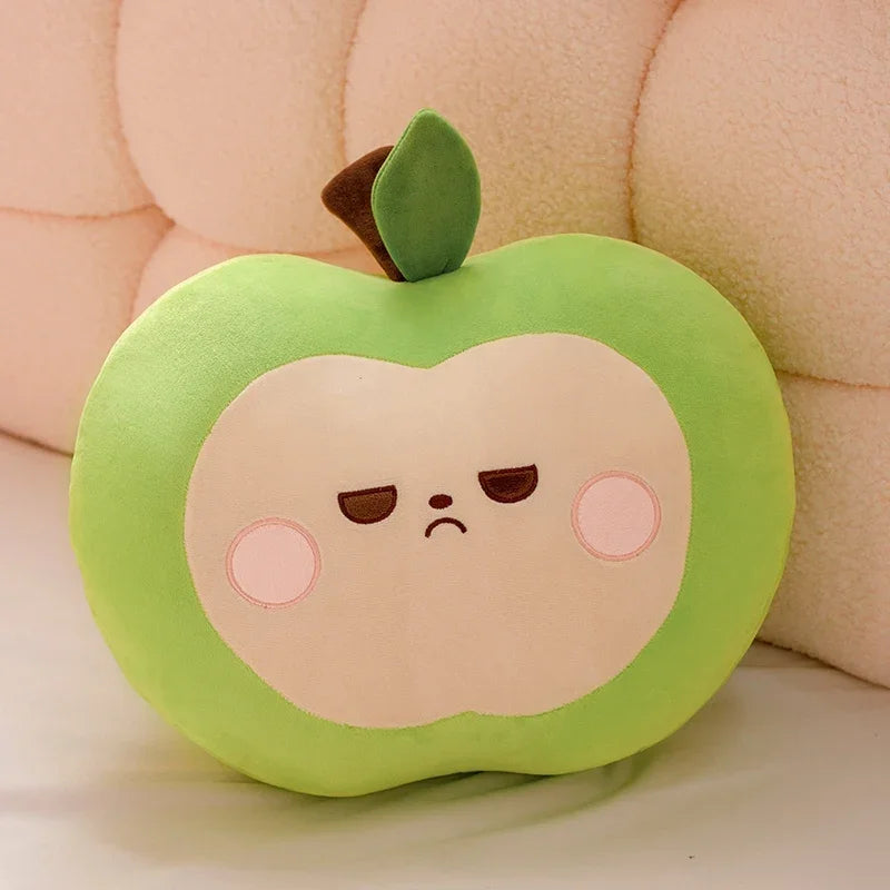 Unamused Green Apple Plushie Pillow
