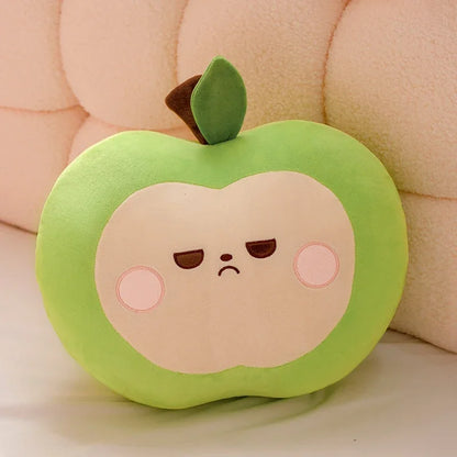 Unamused Green Apple Plushie Pillow