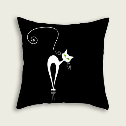 Green Eye Cat Plush Pillow Case