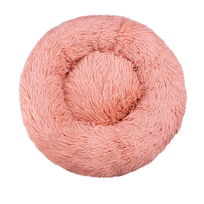 Round Fluffy Plush Dog Bed
