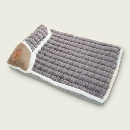 Pet Plush Mattress with Built-In Pillow