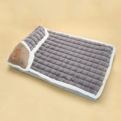 Pet Plush Mattress with Built-In Pillow