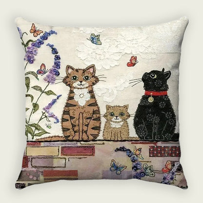 Feline Family Outdoors Plush Pillow Case