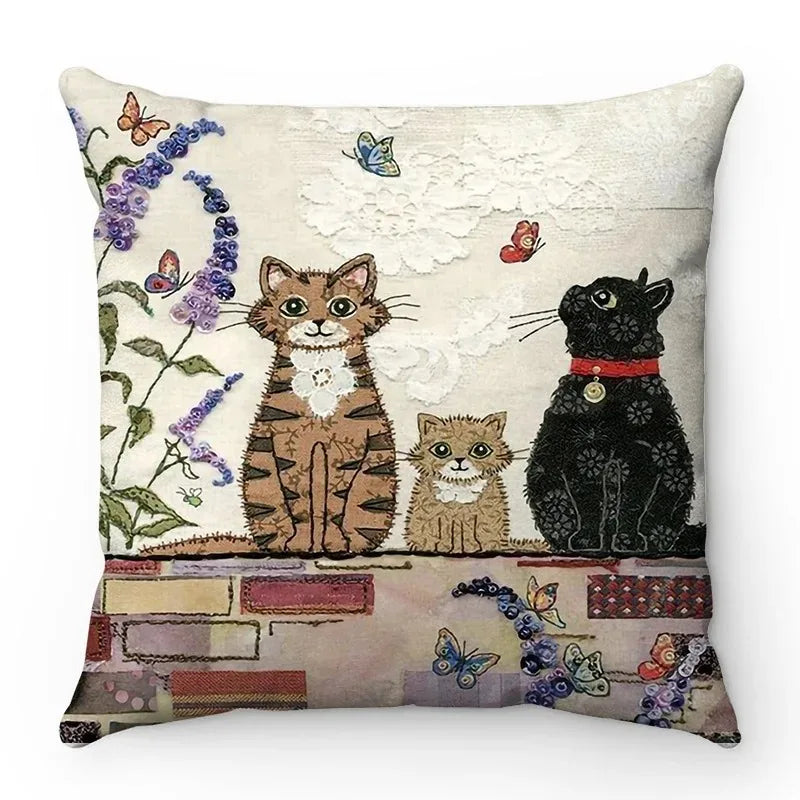 Feline Family Outdoors Plush Pillow Case