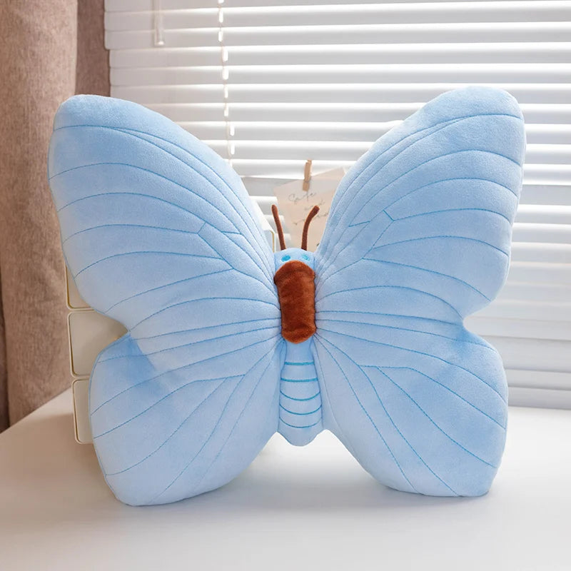 Blue Veined Butterfly Plush Pillow