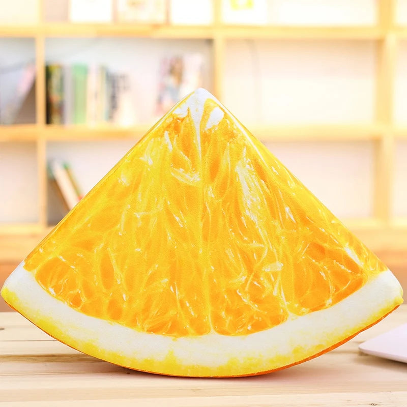 Quarter Orange Slice Printed Fruit Pillow