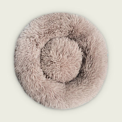 Round Fluffy Plush Dog Bed