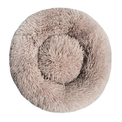 Round Fluffy Plush Dog Bed