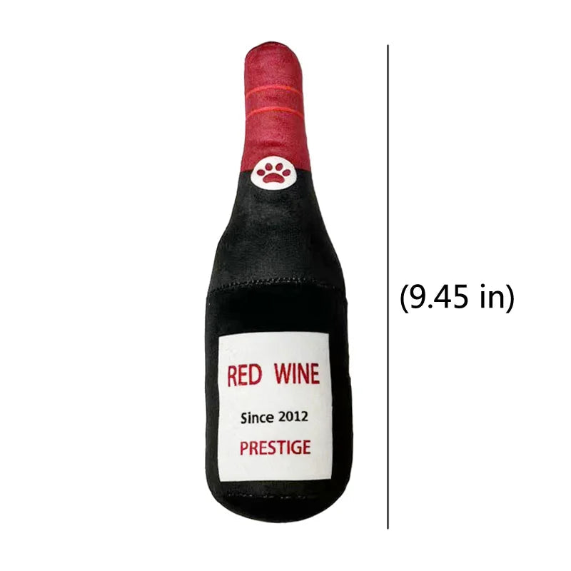 Red Wine Dog Plushie Squeaker Toy