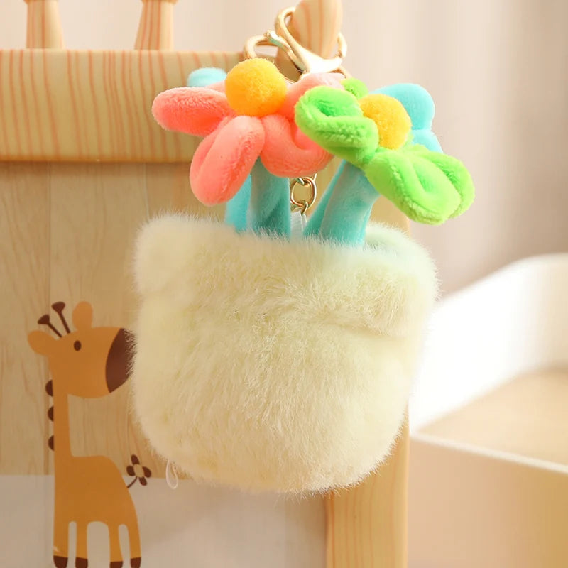 Multi-Color Potted Plush Plant Keychain