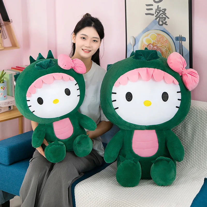 Kitty Cat with Green Dinosaur Costume Plushie Stuffed Animal