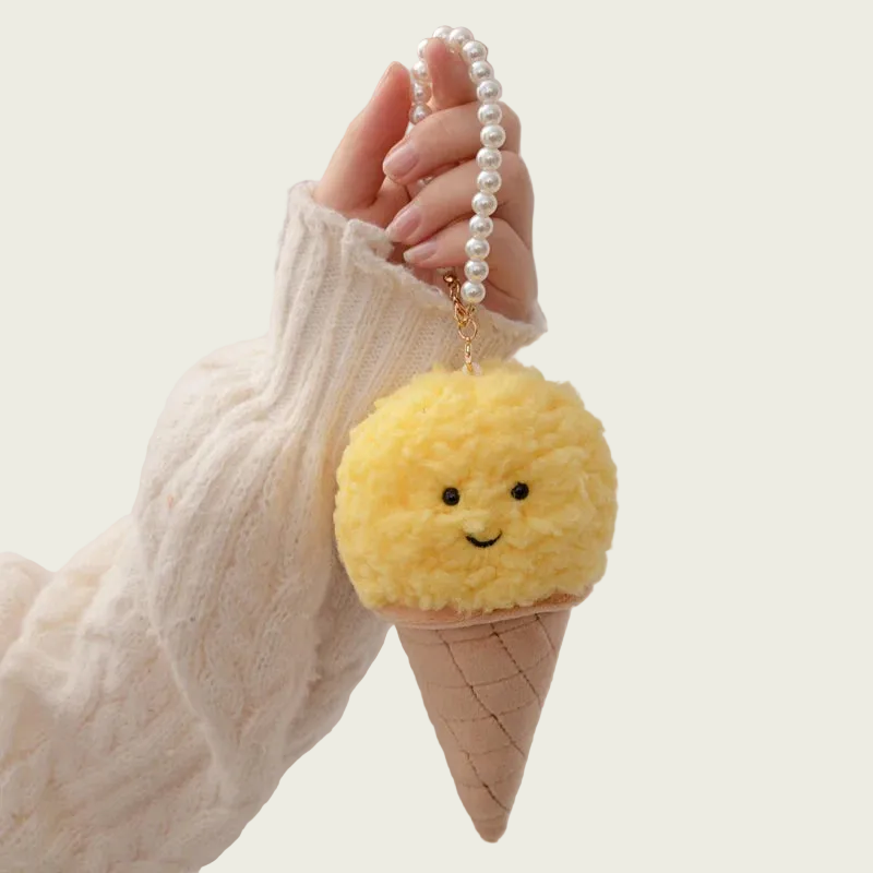 Lemon Ice Cream Cone Keychain