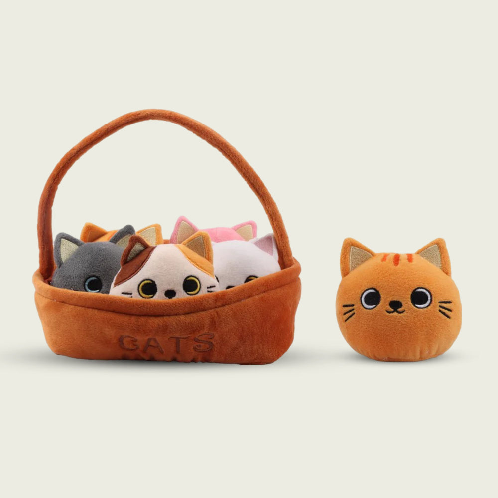 Basket of Cat Plushies