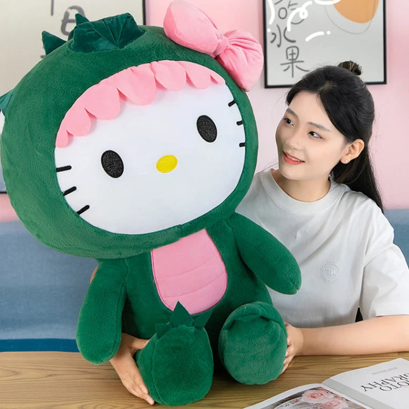 Kitty Cat with Green Dinosaur Costume Plushie Stuffed Animal