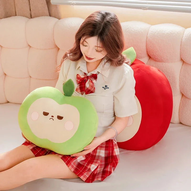 Unamused Green Apple Plushie Pillow